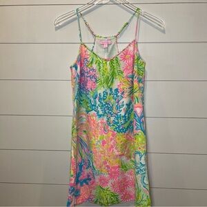 Lilly Pulitzer Silk Dusk Lovers Coral Dress Womens Size XXS
